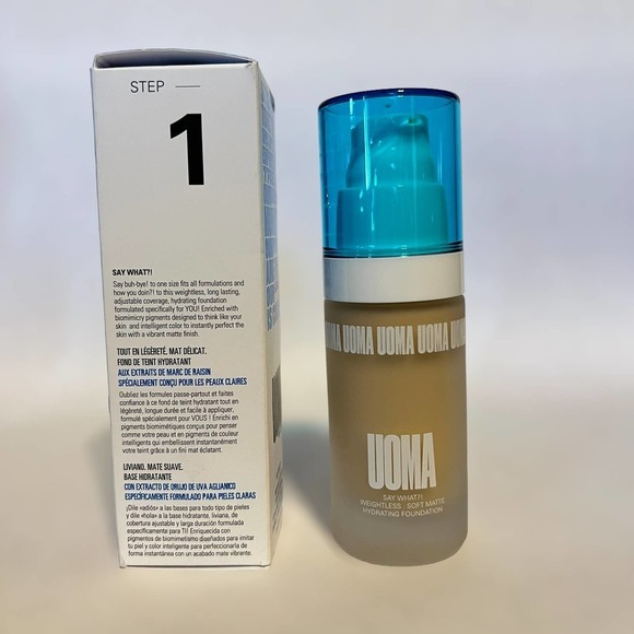 UOMA Say What Weightless Soft Matte Hydrating Foundation 1oz Shade Fair Lady T1N - Picture 2 of 6